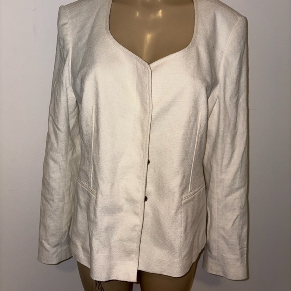 Ann Taylor Classy Ivory Cotton Blend Career Business Blazer Size 14 New - Picture 1 of 6